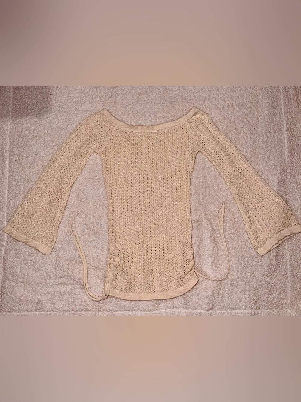 Cream Knit Long Sleeve Mini Dress - Women's - Picture 3 of 3